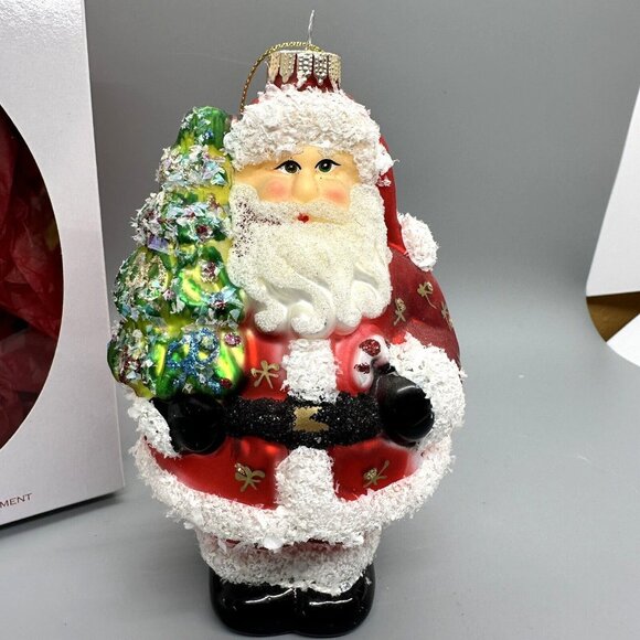 Krebs Glass Christmas Ornament, Santa in Box, European Inspired - Picture 2 of 8